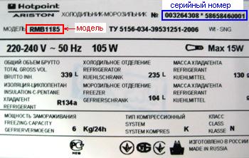 Как найти шильдик в холодильнике Индезит?