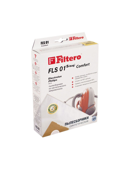 Купить Мешки-пылесборники Filtero FLS 01 (S-bag) Comfort, 4 шт., для пылесосов PHILIPS, ELECTROLUX в интернет магазине L4.kz